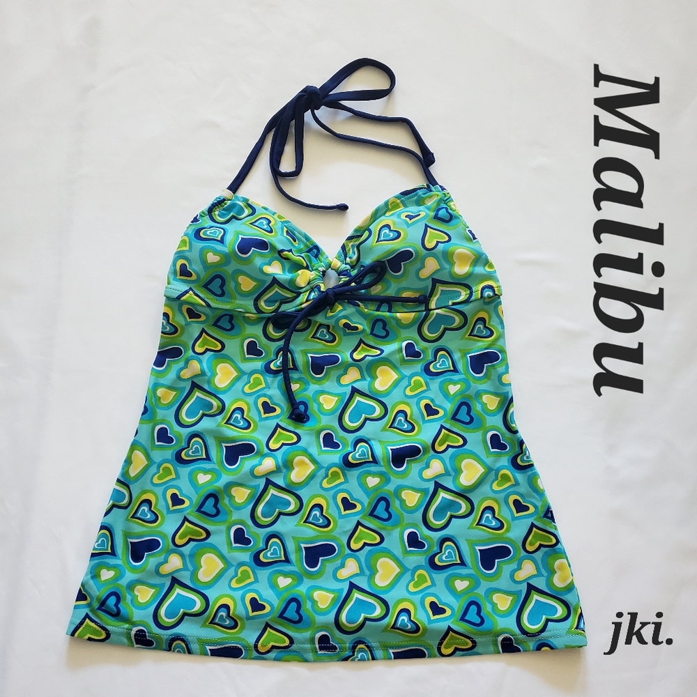 Malibu Womens Swimwear Tankini Tops Green Retro